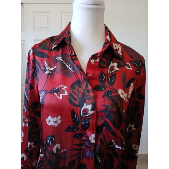 ZARA Basic Women's Floral Chiffon Long Sleeve Button Up Shirt S Multicolor Relax - Picture 6 of 14